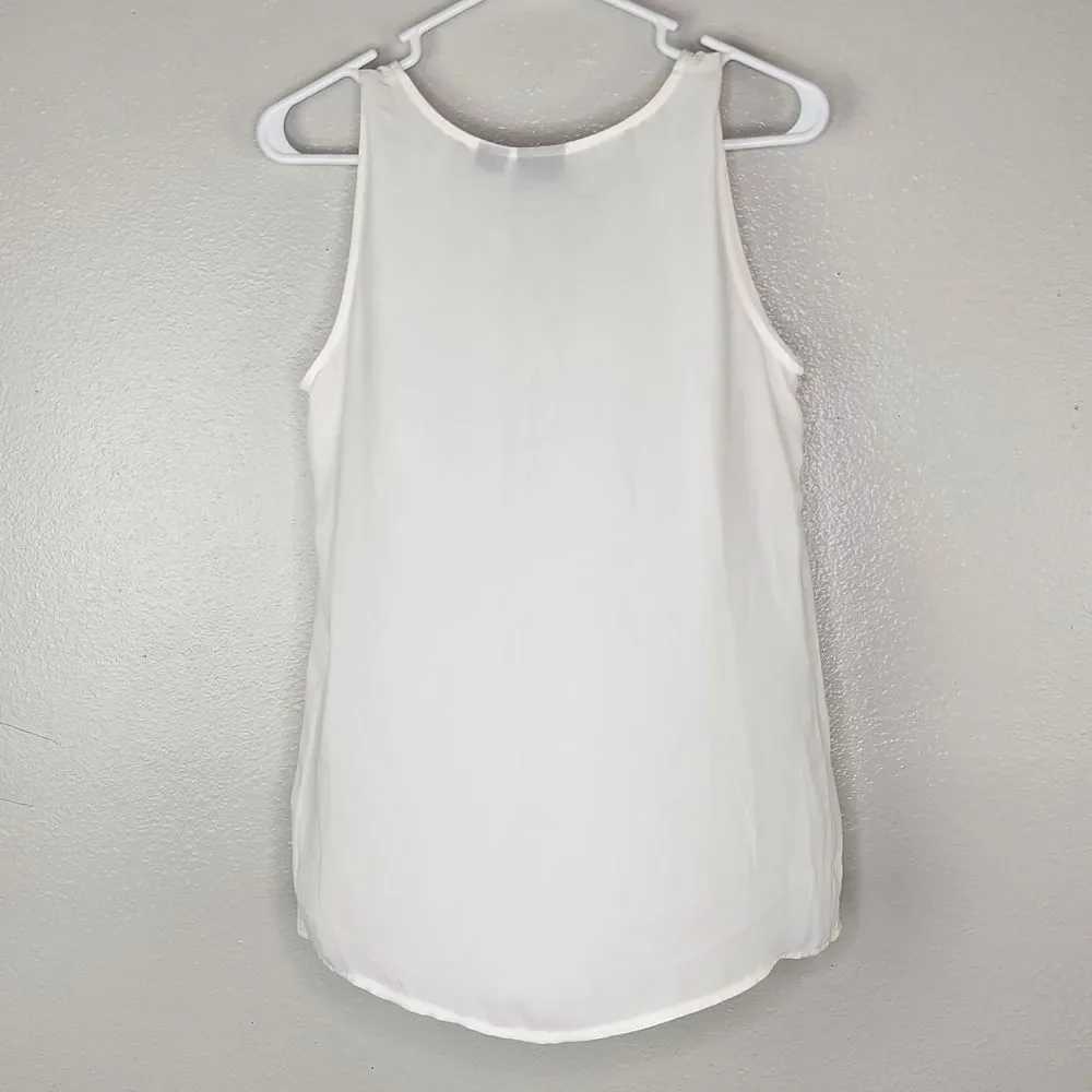 Covington White With Black Trim Chiffon Sleeveless Blouse Size Small